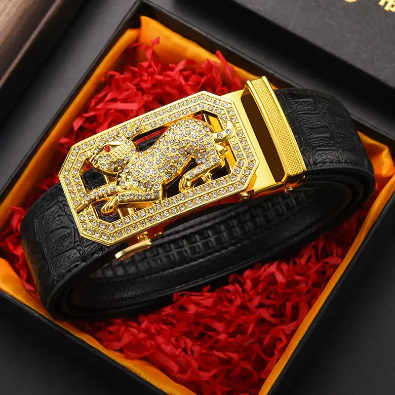 Gold Croc Belt Automatic Buckle Men's Belt — feature 22