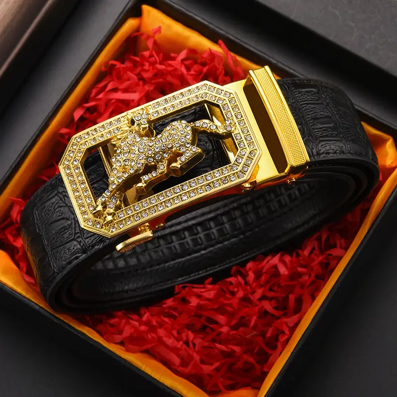 Gold Croc Belt Automatic Buckle Men's Belt — feature 23