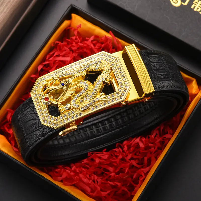 Gold Croc Belt Automatic Buckle Men's Belt — feature 24