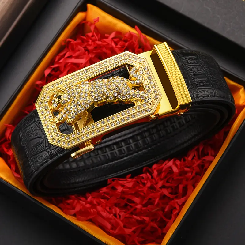Gold Croc Belt Automatic Buckle Men's Belt — feature 29