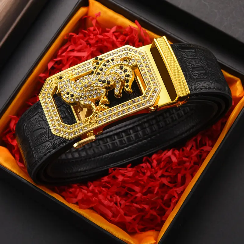 Gold Croc Belt Automatic Buckle Men's Belt — feature 33