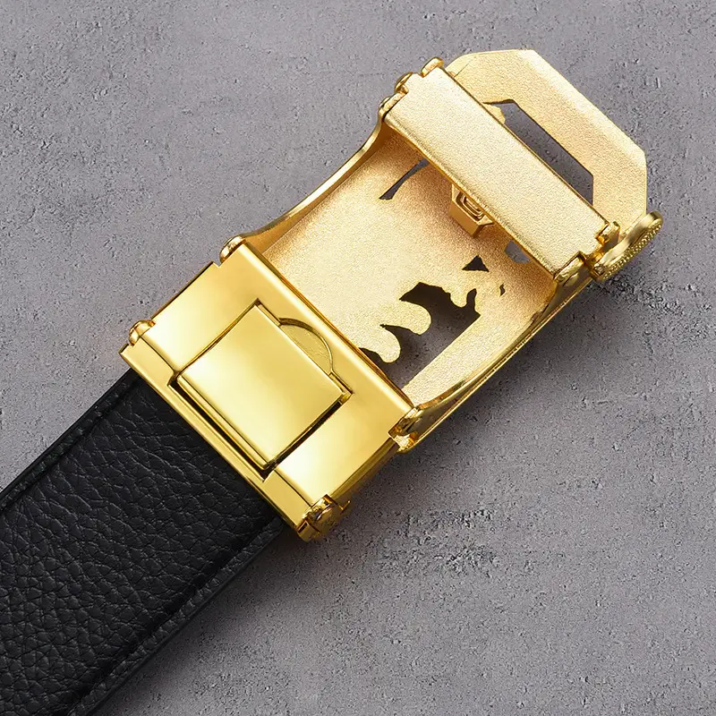 Gold Croc Belt Automatic Buckle Men's Belt — feature 34