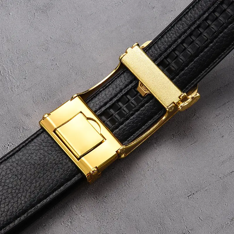 Gold Croc Belt Automatic Buckle Men's Belt — feature 35