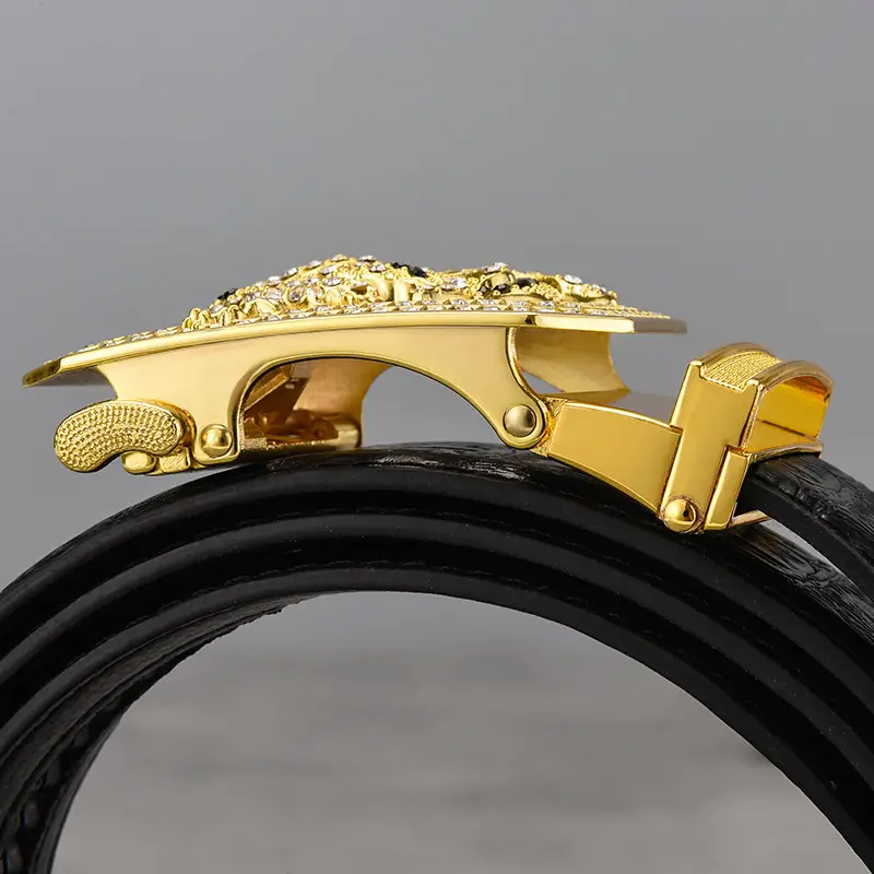 Gold Croc Belt Automatic Buckle Men's Belt — feature 38