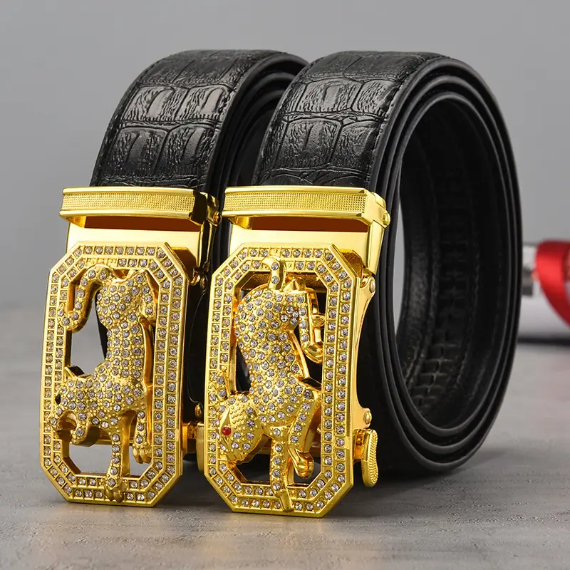 Gold Croc Belt Automatic Buckle Men's Belt — feature 40