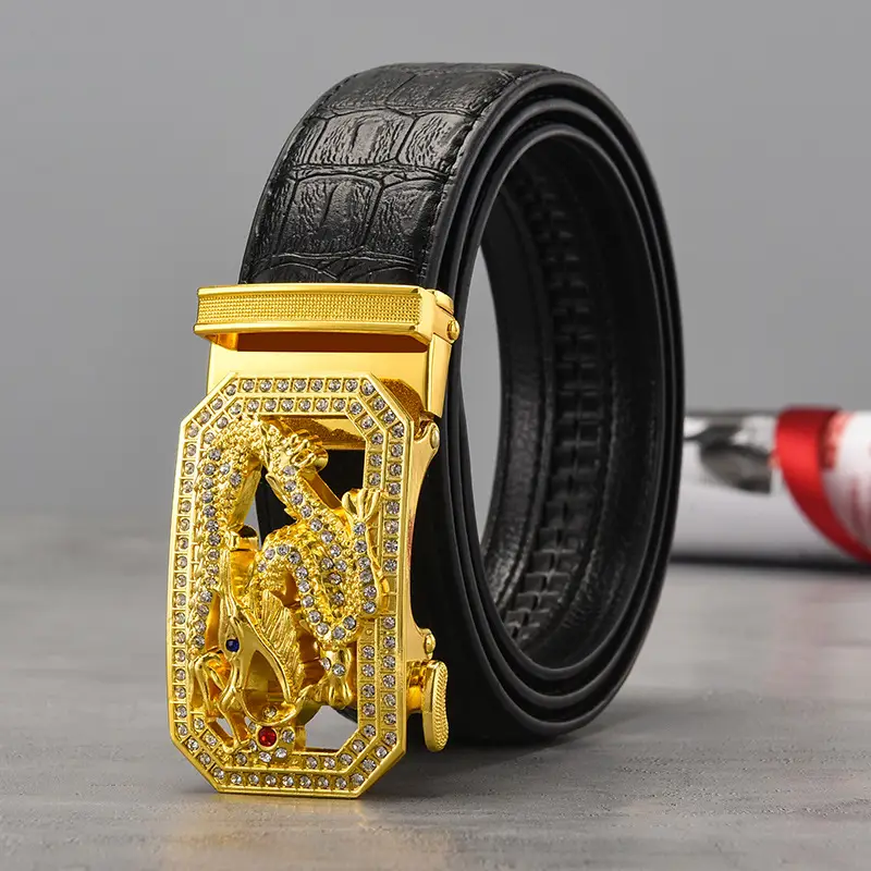 Gold Croc Belt Automatic Buckle Men's Belt — feature 41