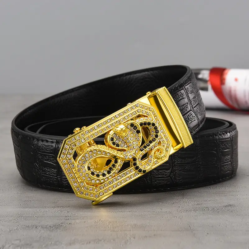 Gold Croc Belt Automatic Buckle Men's Belt — feature 42