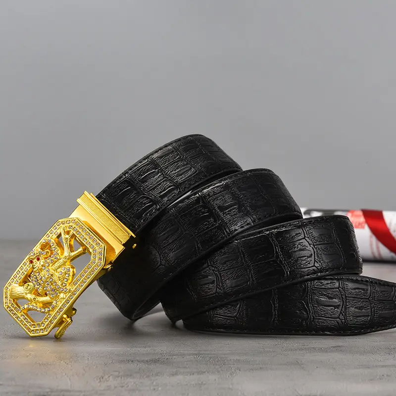 Gold Croc Belt Automatic Buckle Men's Belt — feature 43