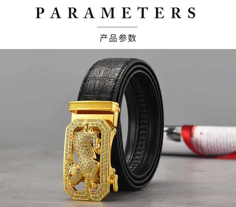 Gold Croc Belt Automatic Buckle Men's Belt — feature 6