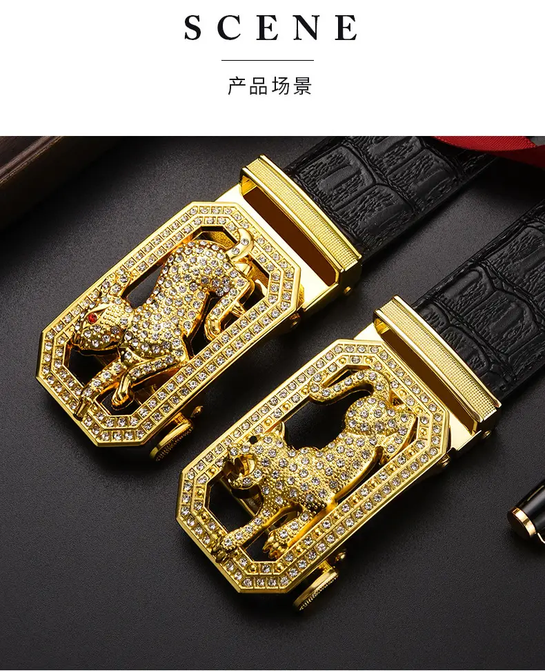 Gold Croc Belt Automatic Buckle Men's Belt — feature 8