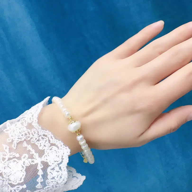 Freshwater Pearl Bracelet White 9-10mmins Niche Design Sense - Image 4