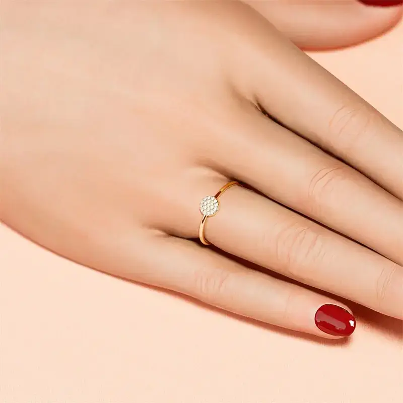 Emanco Gold Stainless Steel Couple Ring with Round Diamond - Image 4