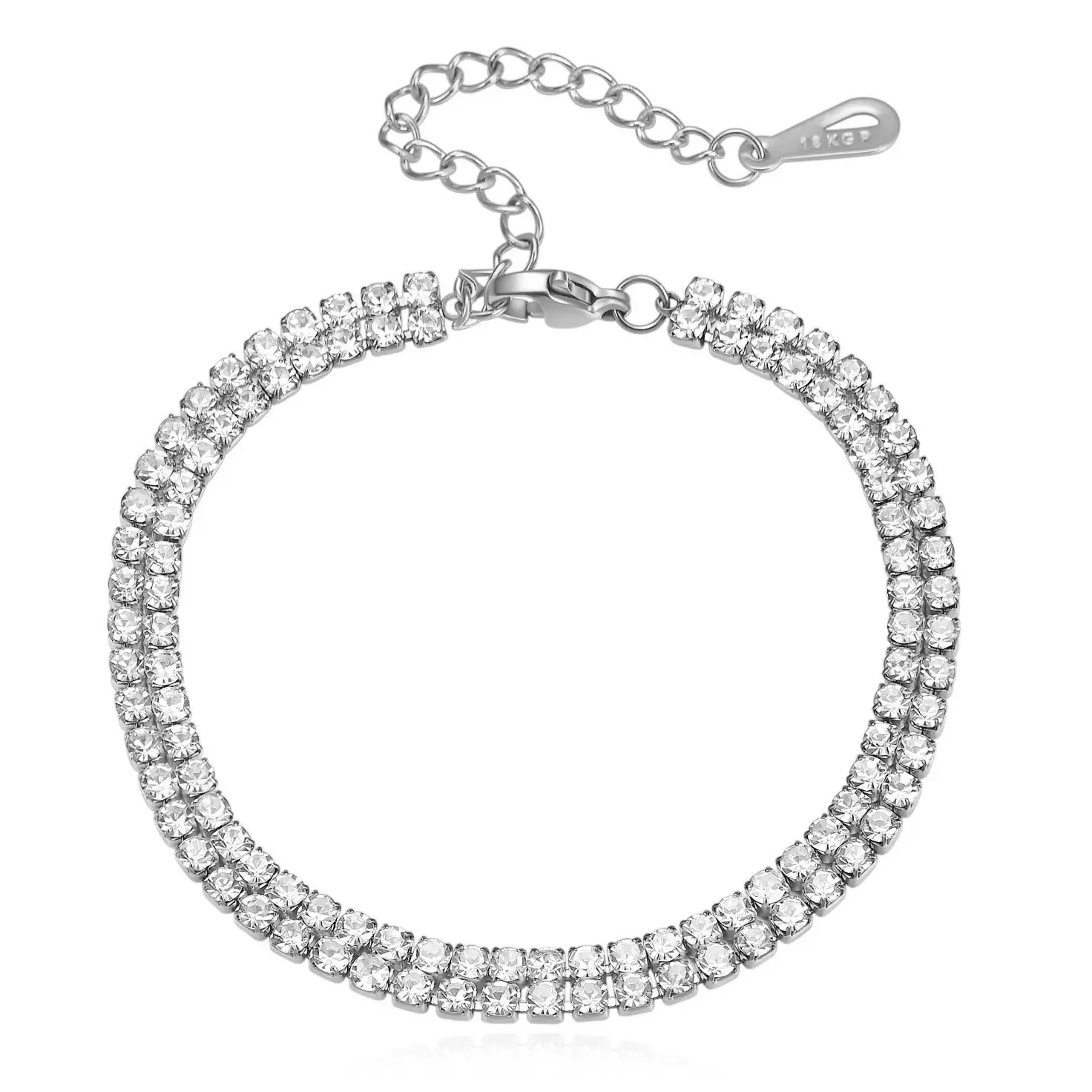 14K Gold Titanium Bracelet with Two Rows of Diamonds - Image 8