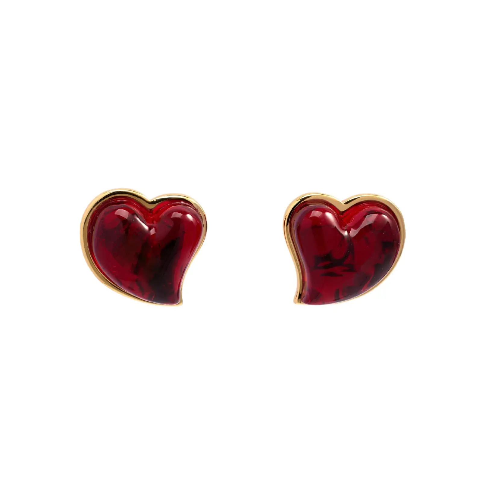 Red Lava Heart Jelly Glass Earrings for Women - Image 6