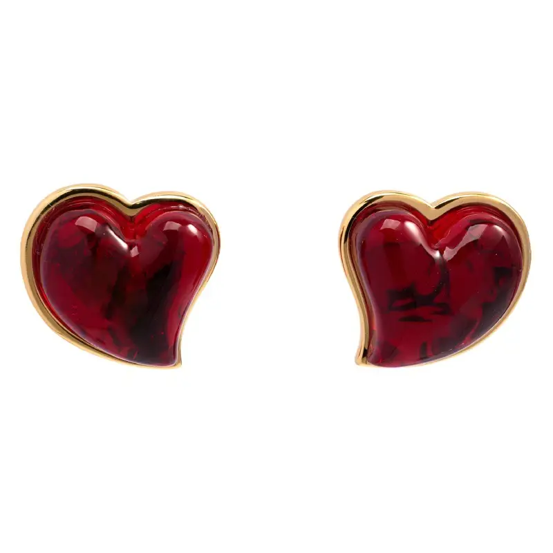 Red Lava Heart Jelly Glass Earrings for Women