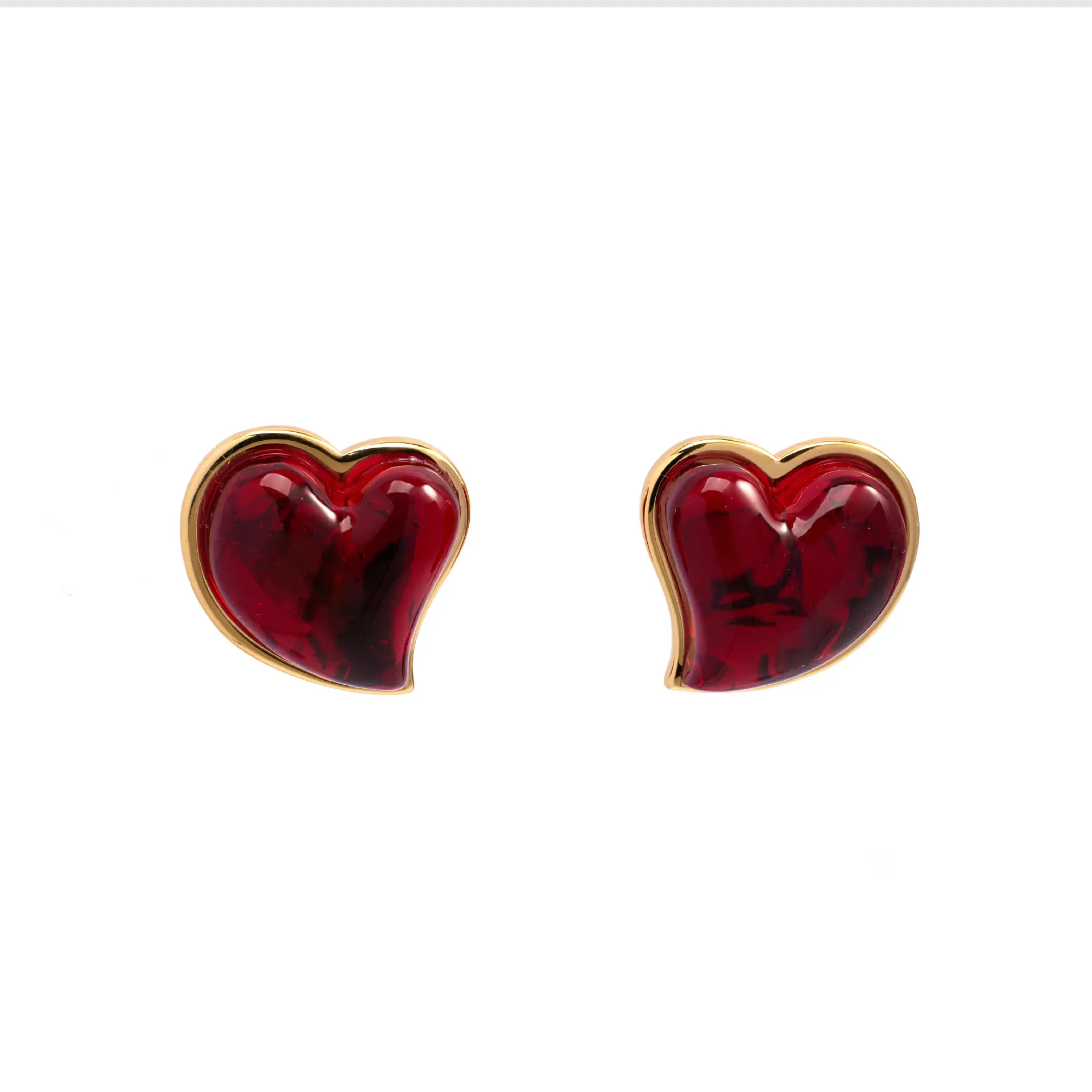 Red Lava Heart Jelly Glass Earrings for Women — feature 1