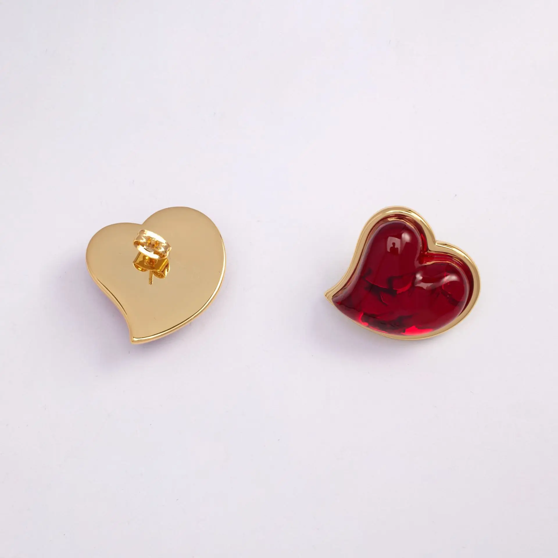 Red Lava Heart Jelly Glass Earrings for Women — feature 6