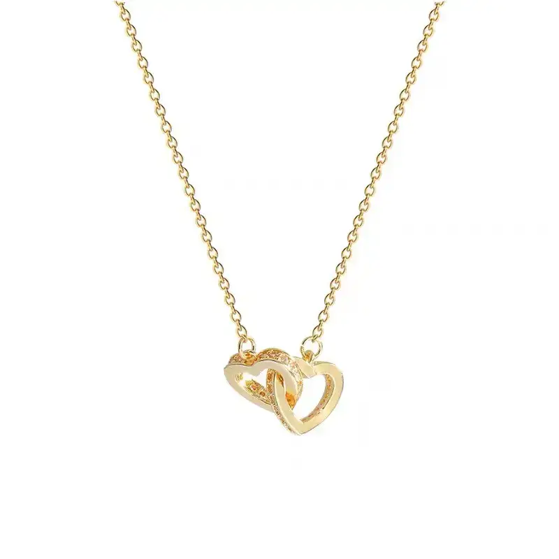 Gold Double Ring Love Necklace for Women