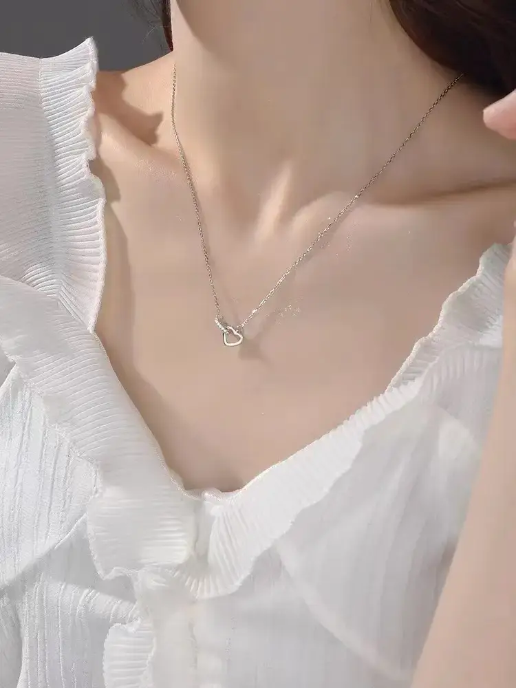 Gold Double Ring Love Necklace for Women