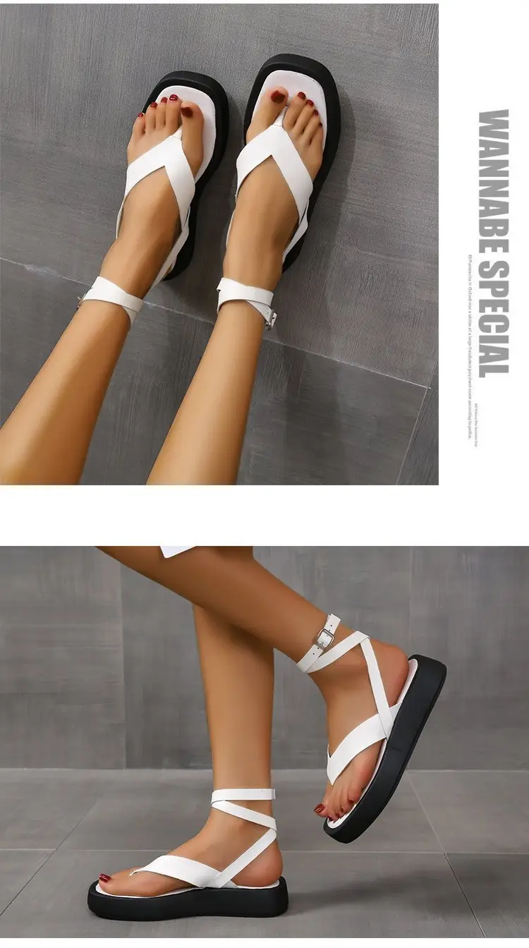Black Cross Strap Platform Sandals for Women — feature 2