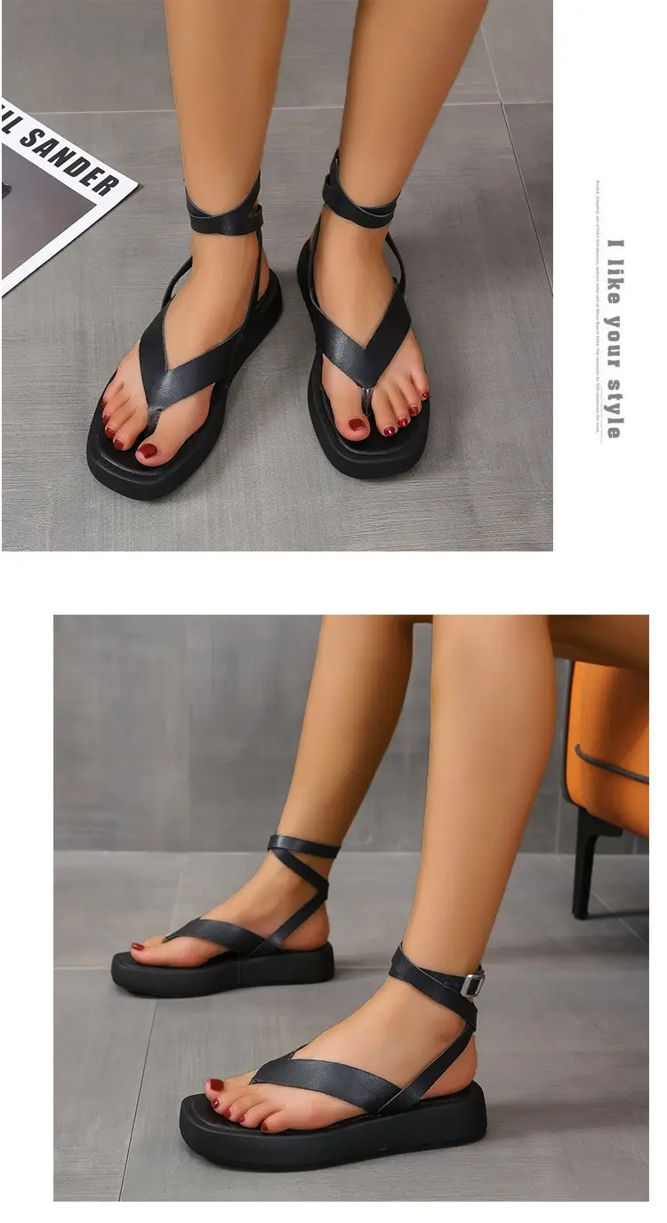 Black Cross Strap Platform Sandals for Women — feature 5