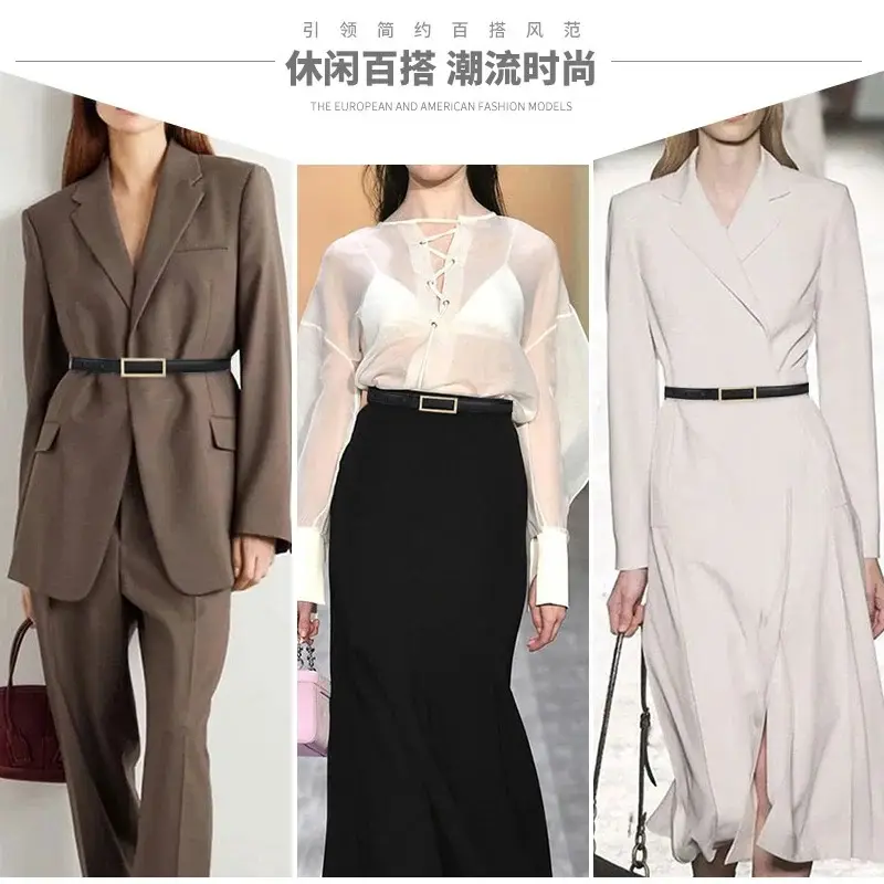 Women's Genuine Leather Summer Belt Brown Decorative Thin Fashion - Image 7