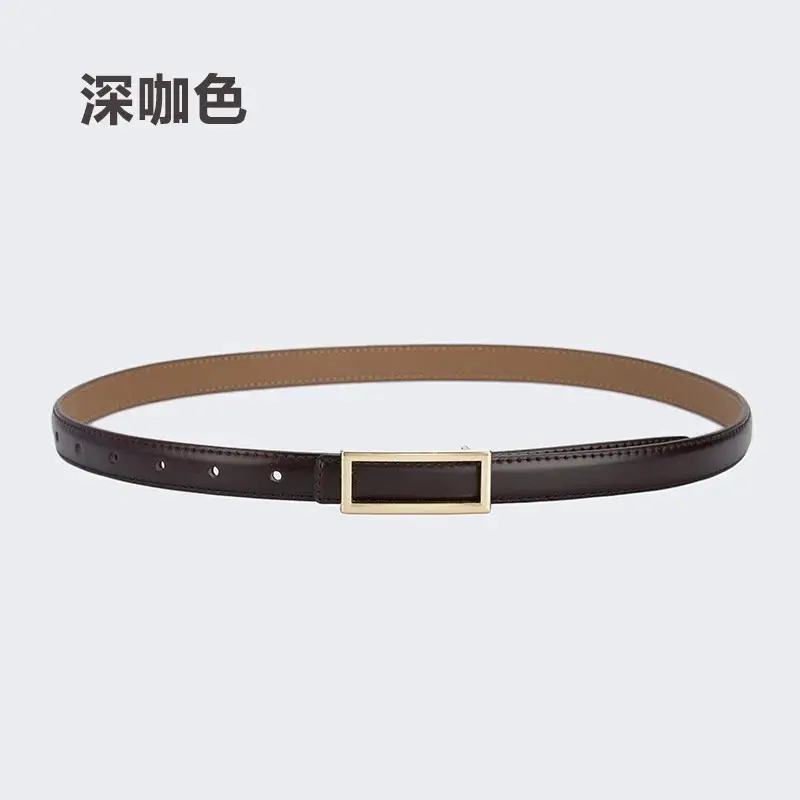 Women's Genuine Leather Summer Belt Brown Decorative Thin Fashion - Image 2