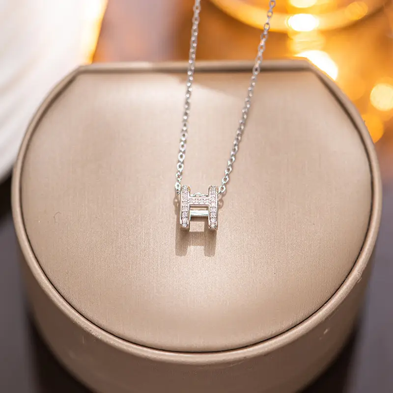 Gold Titanium Steel Letter H Necklace for Women - Image 3