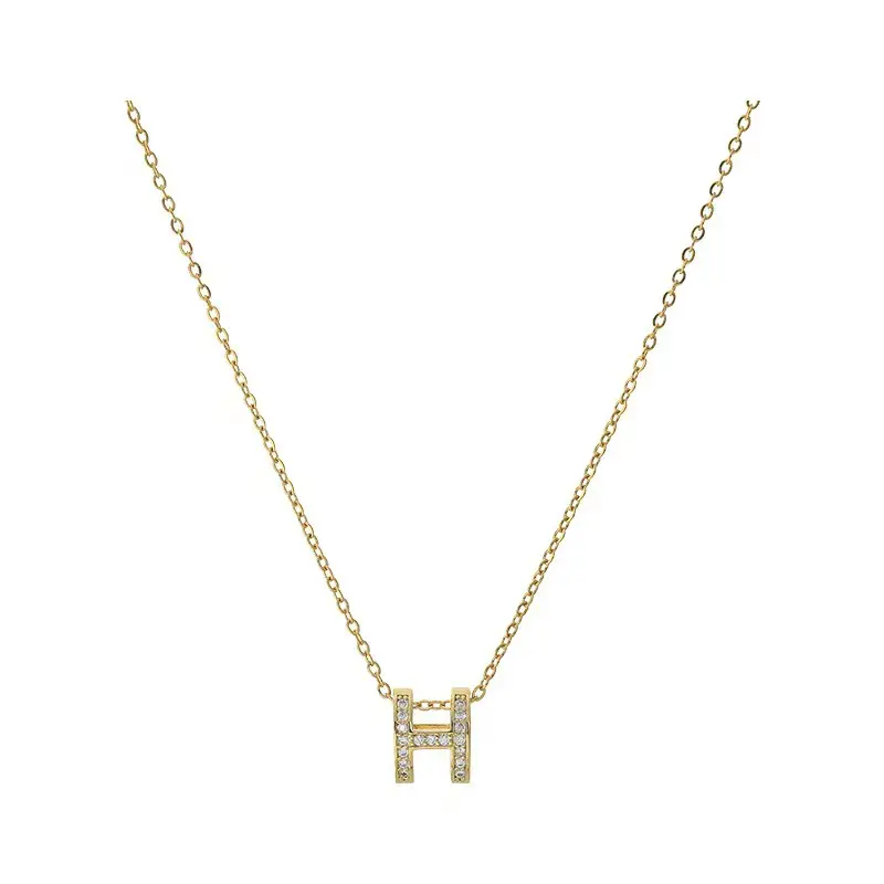 Gold Titanium Steel Letter H Necklace for Women - Image 5