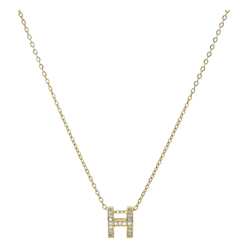 Gold Titanium Steel Letter H Necklace for Women