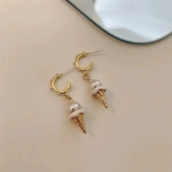 Korean Pearl Crisp Ice Cream Earrings S925 Silver — feature 4