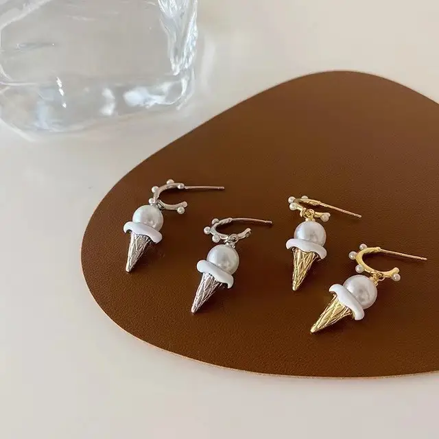 Korean Pearl Crisp Ice Cream Earrings S925 Silver — feature 7