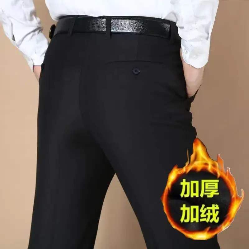 Men's Thick Plain Pants Winter Casual Dress Suit Large - Image 4