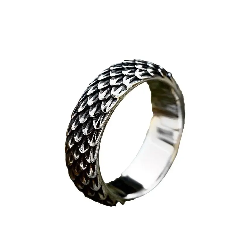 Stainless Steel Dragon Scale Ring for Men