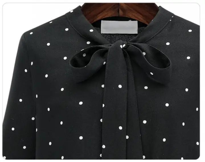 2022 Black Polka Dot Long Sleeve Dress for Women - Image 3