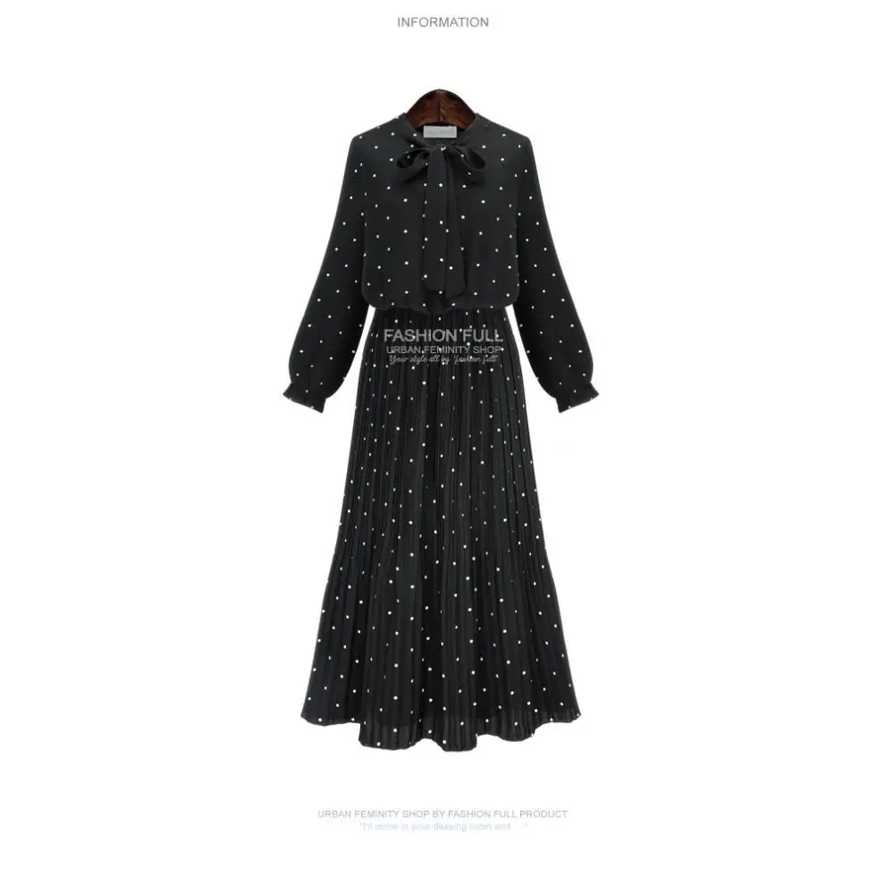2022 Black Polka Dot Long Sleeve Dress for Women — feature 3
