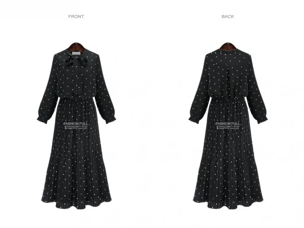 2022 Black Polka Dot Long Sleeve Dress for Women — feature 5