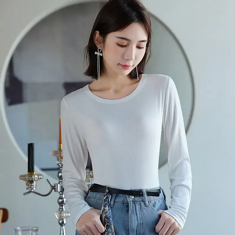 Women Long Sleeve T-Shirt All Colors Winter Base - Image 2