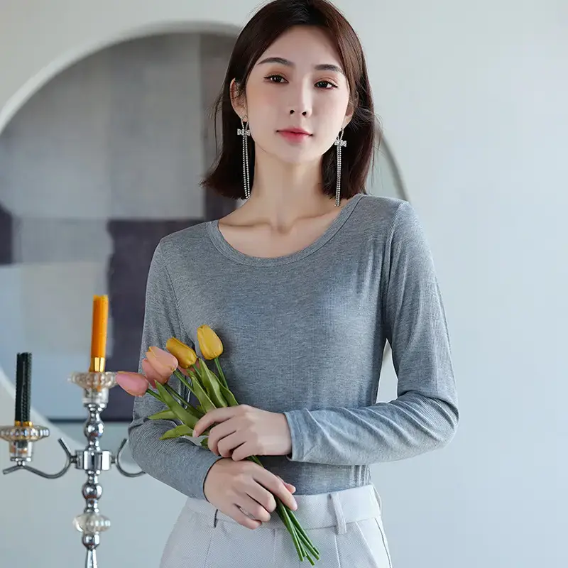 Women Long Sleeve T-Shirt All Colors Winter Base - Image 6