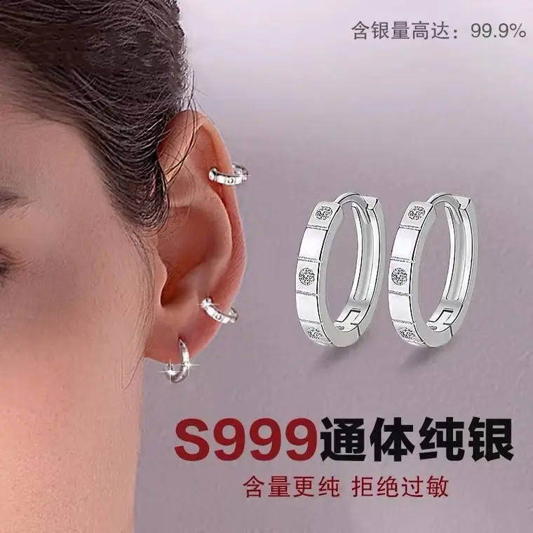 Pure Silver Zircon Hoop Earrings for Women 2025 - Image 5