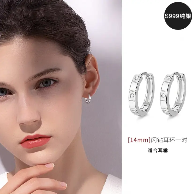 Pure Silver Zircon Hoop Earrings for Women 2025 - Image 2
