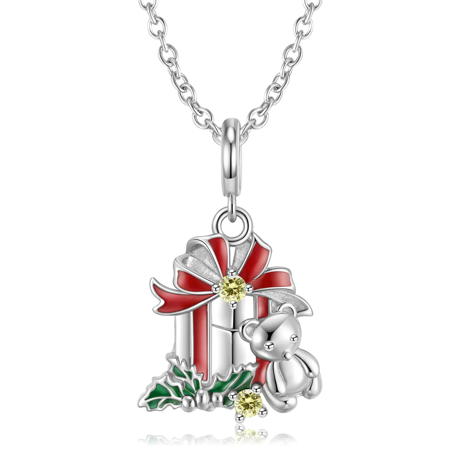 925 Sterling Silver Bear Bell Necklace for Women