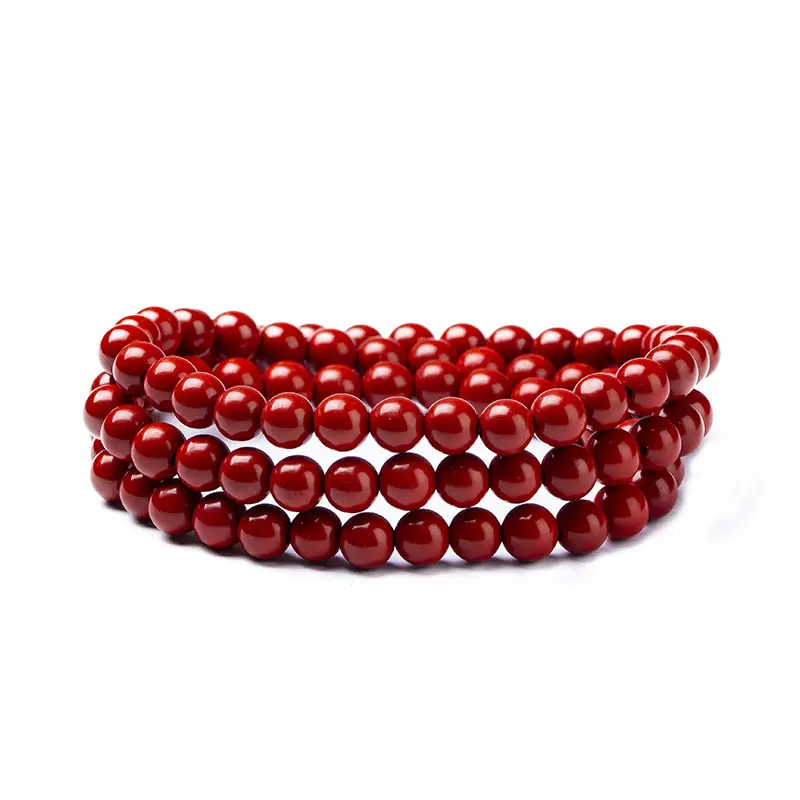 Red Cinnabar Multi-Circle Bracelet for Men Women
