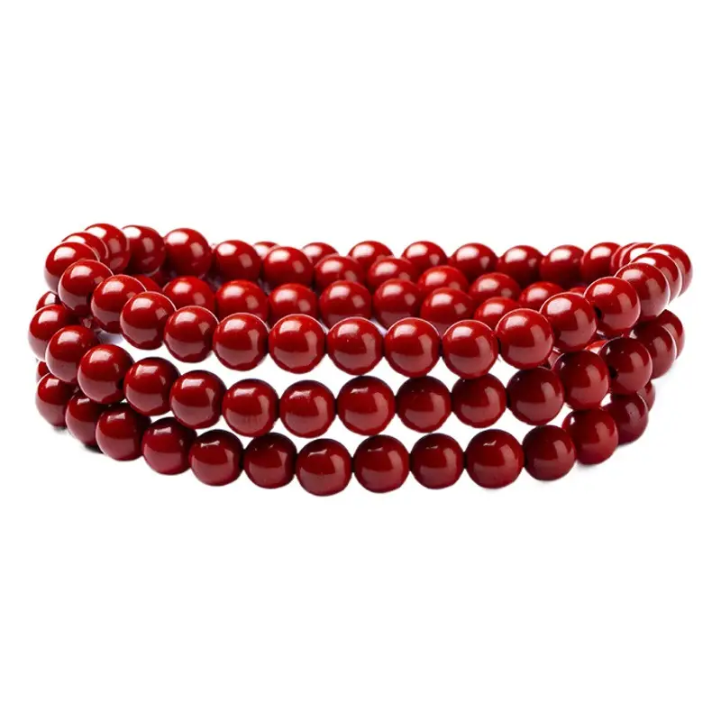 Red Cinnabar Multi-Circle Bracelet for Men Women