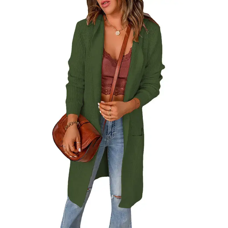 Women's Black Hooded Jacket Mid-Length Long Sleeve Winter Coat - Image 5