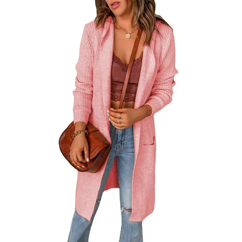 Women's Black Hooded Jacket Mid-Length Long Sleeve Winter Coat - Image 6