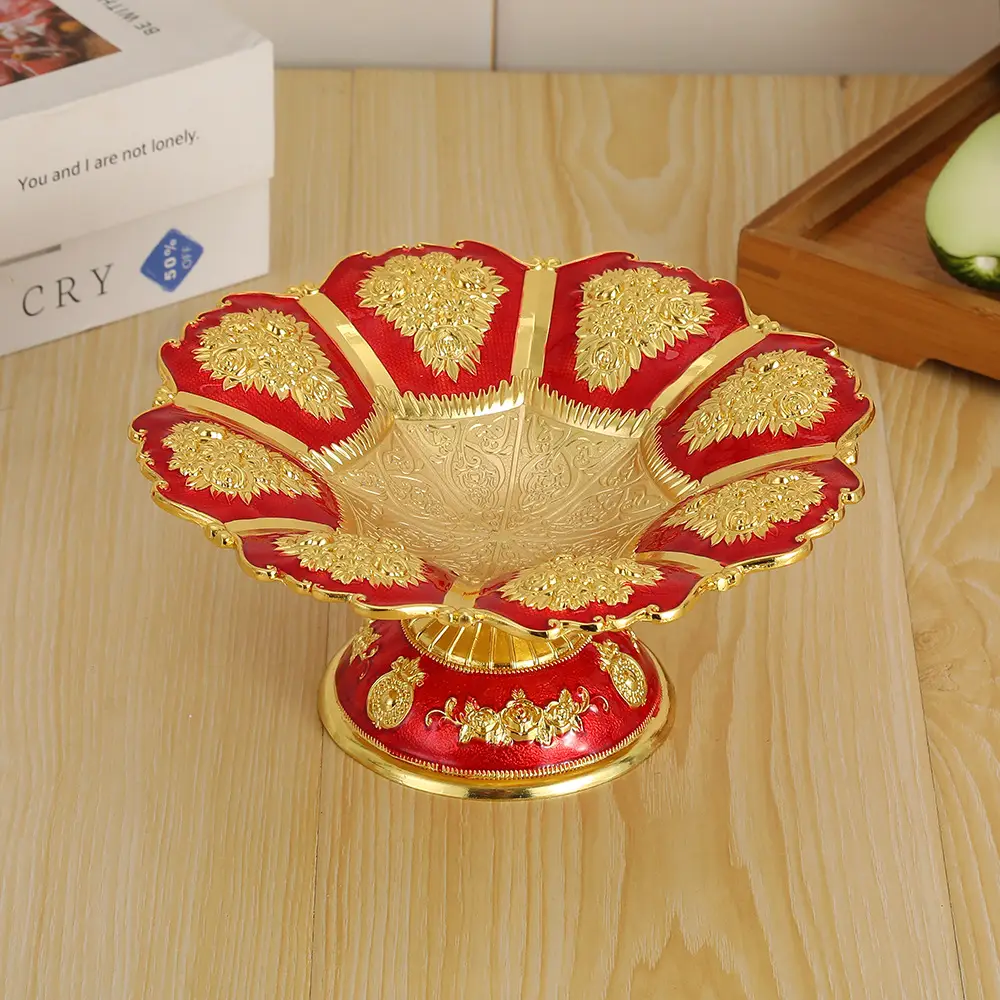 Luxury Red Gold Fruit Plate for Home Decor - Image 2