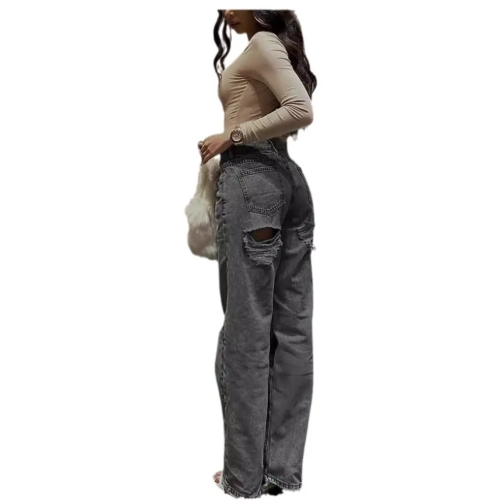 High-Waisted Ripped Slim Jeans for Women - Image 7