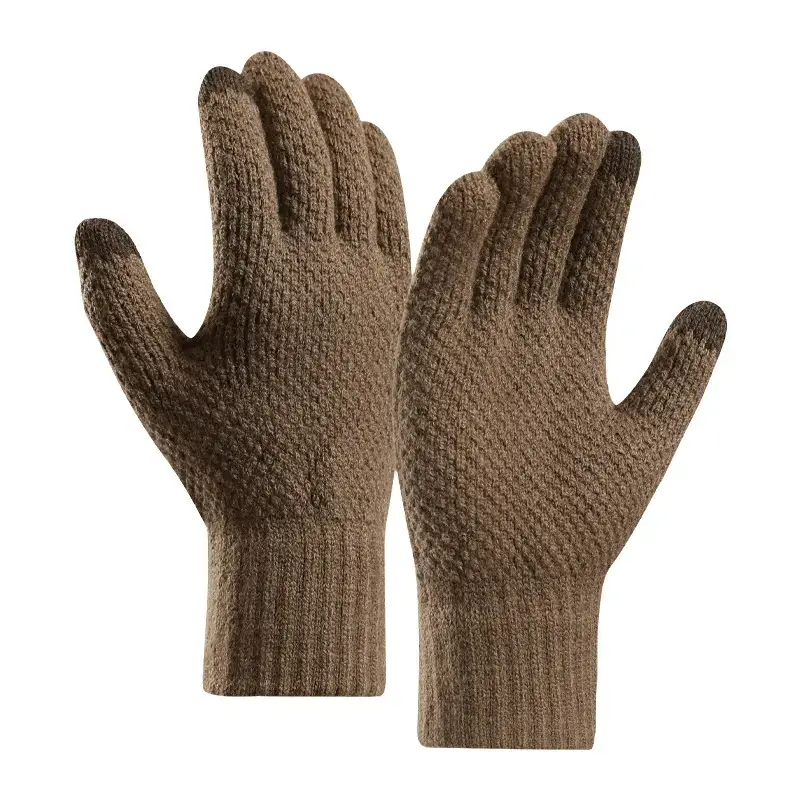 Men's Cross-Border Velvet Winter Gloves Split Finger Touch Screen Warm Pineapple Pattern - Image 10