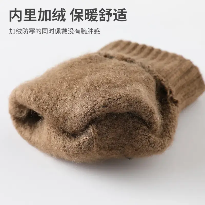 Men's Cross-Border Velvet Winter Gloves Split Finger Touch Screen Warm Pineapple Pattern - Image 11